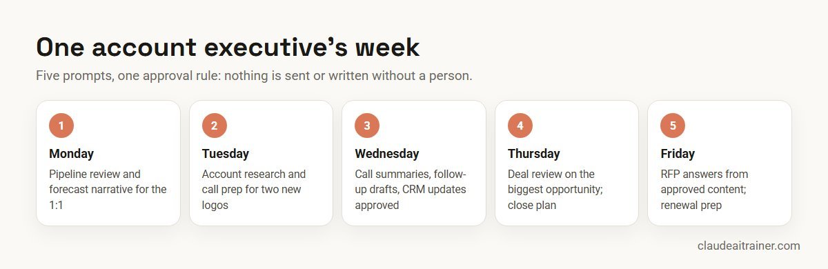 An account executive's week with five Claude sales prompts