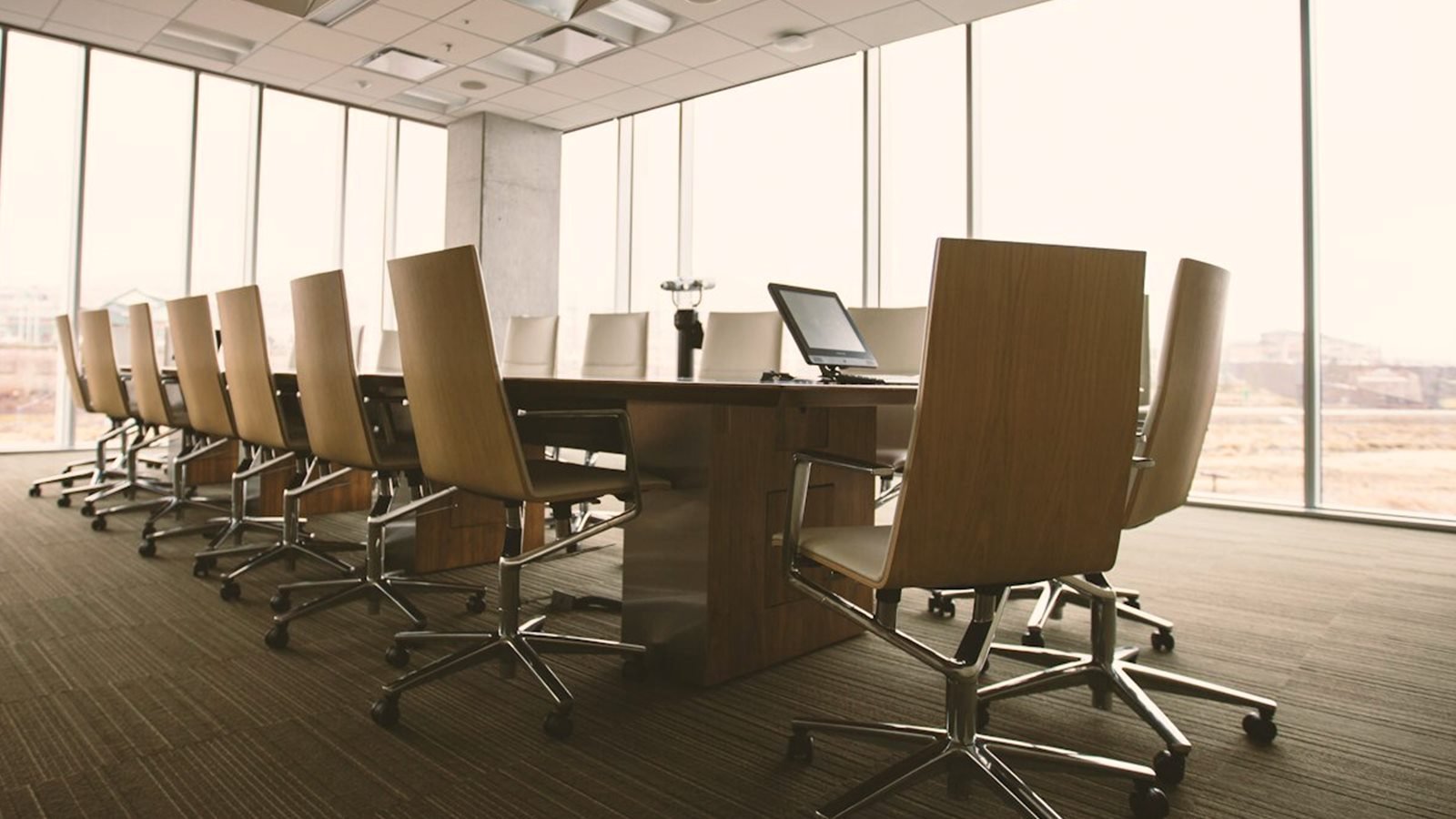 Meeting room prepared for a Claude Enterprise onboarding workshop