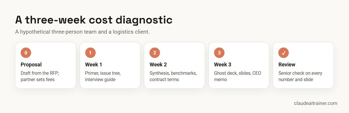 A three-week cost diagnostic using Claude workflows, from the proposal to the CEO memo